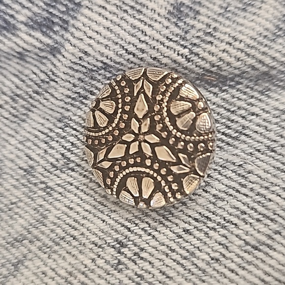 Eunina vtg 80s long jean denim jacket Southwestern artwork Native made in USA - Picture 13 of 14